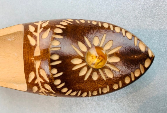 Vintage Wooden Clog Shoe Little Hand Carved Souvenir Baltic Folk