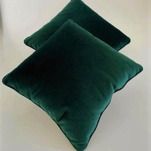 Luxury Velvet Emerald Green pillow and cover Handcrafted pillow Decorative Cushion Dark green square pillow and cover