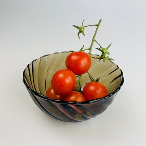 Vintage amber smoke glass bowl Vereco salad bowl Round fruit dessert bowl Made in France