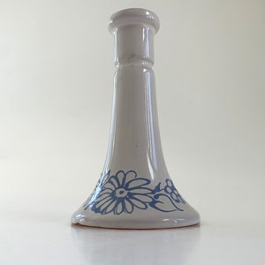 Modern Art Ceramic Vase Long Neck Vase White Floral Vase Glazed Ceramic Vase Handmade Blue flowers Vase/Candleholder