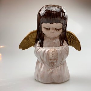 Vintage angel figurine Tabletop Angel Decor Angel Girl statue Large cute Ceramic Angel figurine Child statuette