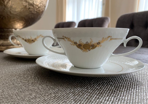 Rosenthal Romanze Soup Bowls & Saucers, Bjørn Wiinblad Floral