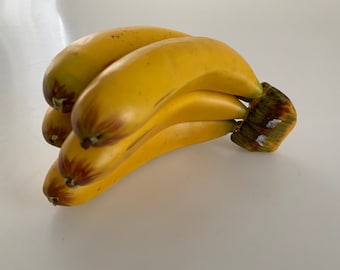 Vintage  bunch of bananas 5 yellow bananas Artifical Kitchen decor banana Shop display banana bunch Photo prop