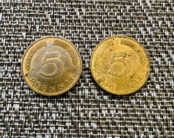 ヴィンテージ 50 ペニヒ ドイツ コイン: 1949 ～ 1950 年、ドイツ