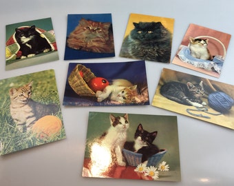 Vintage cat postcards set of 8 psc  Unused kitten photo greeting cards Printed in German Democratic Republic 1970s