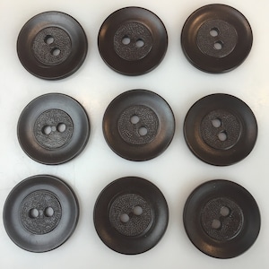 Vintage large brown set of 9 plastic buttons  Brown tone set of nine buttons 1970s