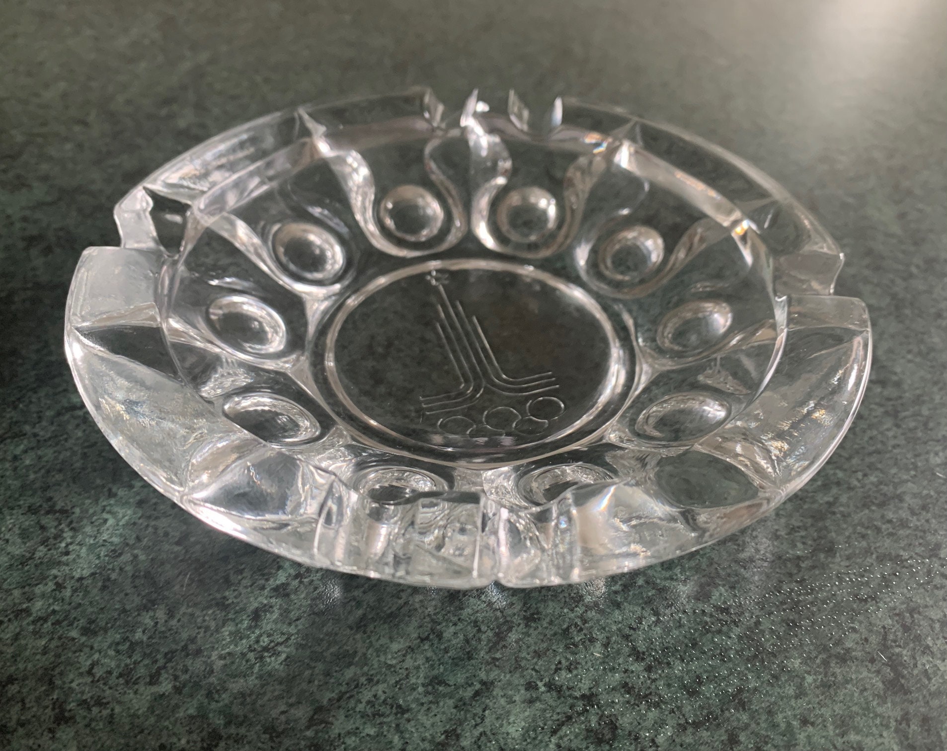 Vintage 1980s Ashtray With Olympic Symbol Moscow 1980