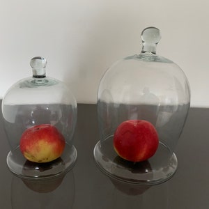 Cúpula de vidro para alimentos Cúpula de vidro para decoração de casa de Natal Conjunto de 2 cúpulas de vidro Cúpula de queijo Cúpula de bolo Cúpula de exibição de vidro Cúpula de vidro Decoração