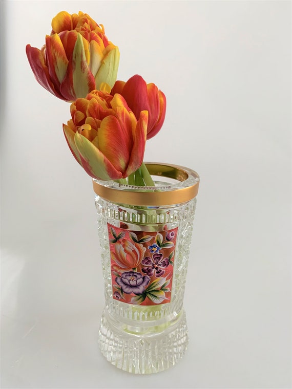 CS - Vaso in cristallo alto 30,5 cm, motivo sole, per fiori e decorazioni, bellissimo pezzo lucido, perfetto come regalo, adatto per tutte le occasioni