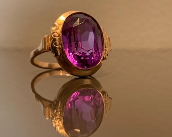 Vintage Rotgold 583 14 Karat Alexandrit Ring der UdSSR