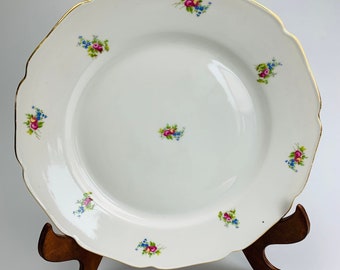 Vintage Bohemia dinner plate Czechoslovakia Bohemian ceramic works Porcelain flower patern dinner plate 1950s