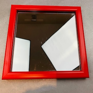 Mirror framed in a square red plastic frame Wall decor Home decor Small mirror Active