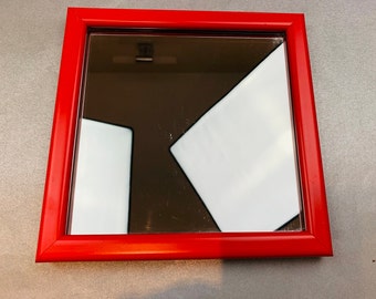 Mirror framed in a square red plastic frame Wall decor Home decor Small mirror Active