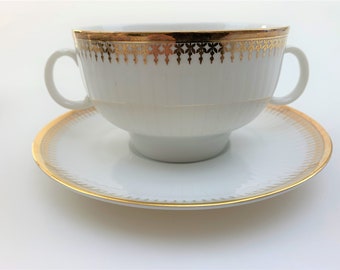 Winterling Bavaria Suppenschüssel mit Unterteller, Mid Century Porzellan