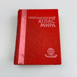 Vintage geographic small World atlas Mini pocket World atlas USSR 1983