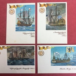 Geschichte der Flotte Vintage 4er Set Postkarten Sowjetische Postkarten 1971