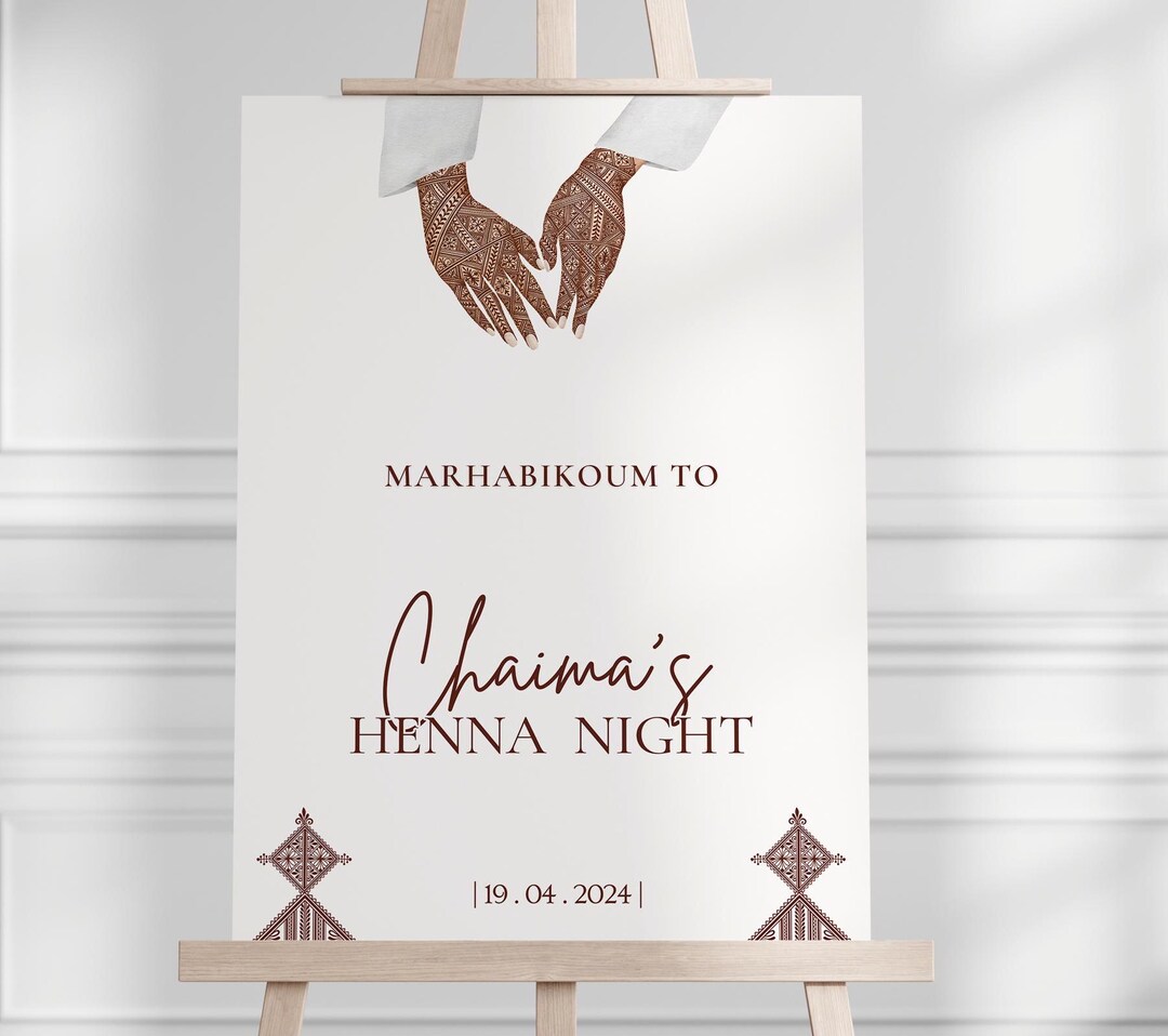 HENNA Welcome SIGN | Adjun Fessi Welcome Sign | Traditional Wedding ...
