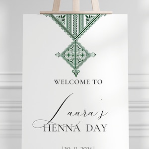 SIGNE DE BIENVENUE AU HENNA, panneau de bienvenue Green Fessi, mariage traditionnel, signe de mariage musulman, mariage islamique