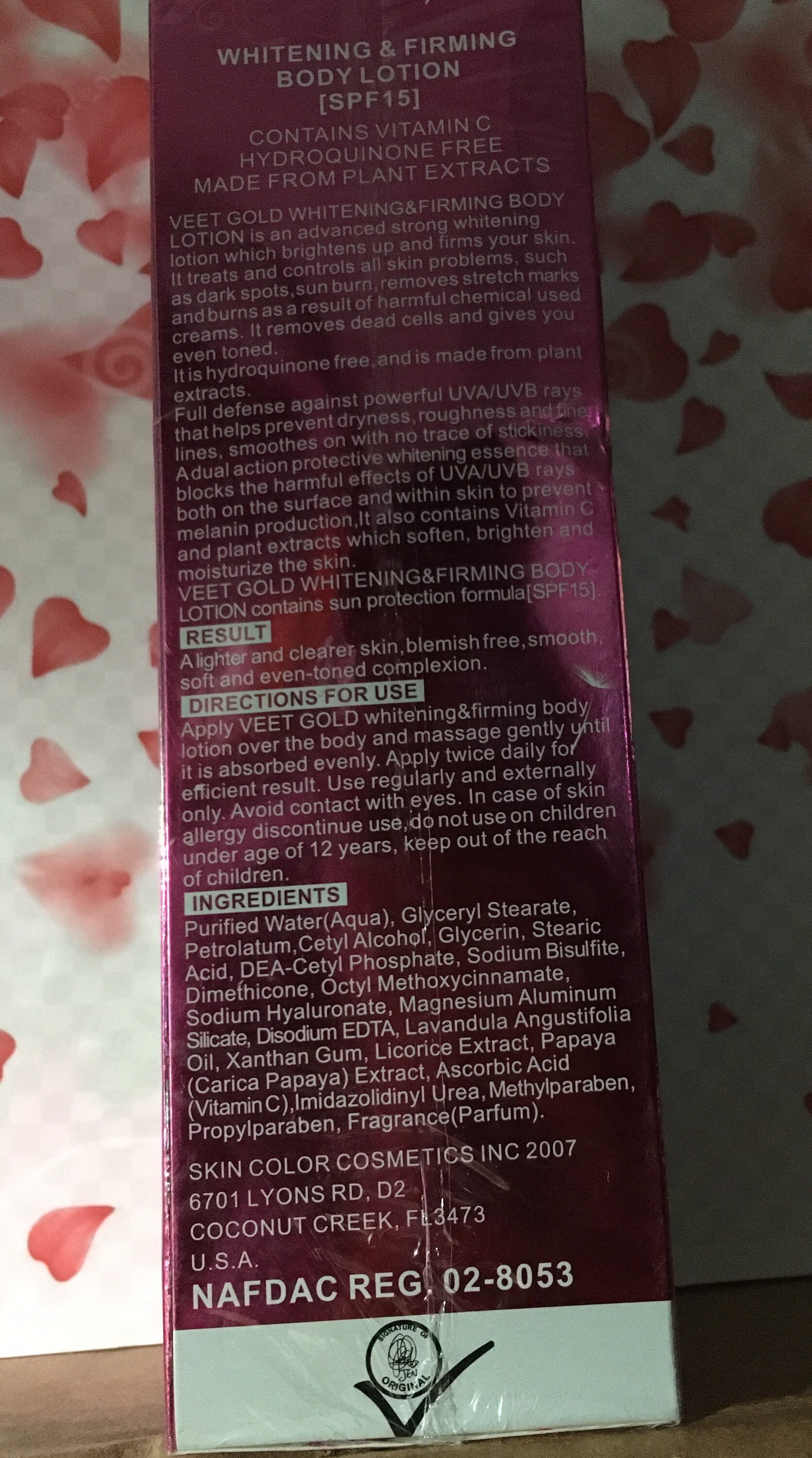 Veet gold whitening and firming body lotion with SPF15 500ml Etsy