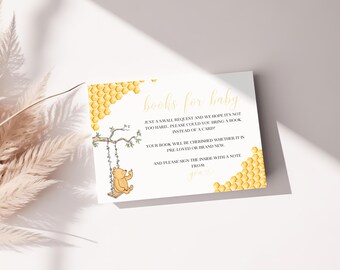 Winnie the Pooh Books for Baby Card: Baby Shower Insert (Digital Download, 5x3.5 in