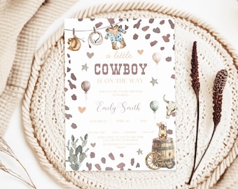 Cowboy Baby Shower Invitation Template (Digital Download) Western Theme