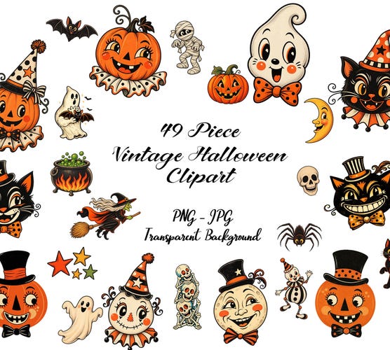 Vintage Beistle Halloween Clipart Bundle — PNG & JPG Set