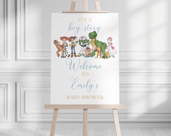 Boy Story Baby Shower Welcome Sign, Toy Story Themed Printable Decor (Canva Template)