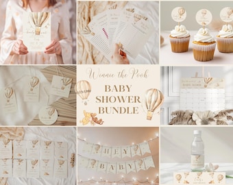 Winnie the Pooh Baby Shower Decorations Bundle: Invitations, Games, Signs,  Favors (Digital Download)