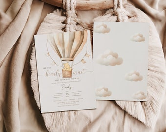 Winnie the Pooh Baby Shower Invitation, Winnie the Pooh Baby Shower Invitations Instant Download, We Can Bearly Wait