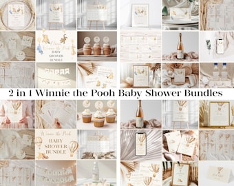 Winnie the Pooh Baby Shower Decorations Bundle: Invitations, Games, Signs (Digital Download)