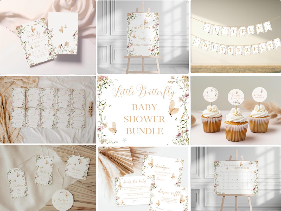 Butterfly Baby Shower Bundle: Invitations, Games, Signs (digital ...