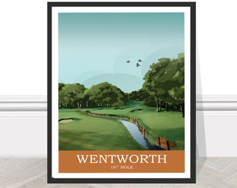 Wentworth 18th Hole West Course Surrey BMW PGA Golf Print Poster Picture Wall Art Golf Course Sport Gift for friend Dad Mum Son Birthday