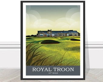 Royal Troon 18th Scotland Golf Print Regalo del Abierto Británico para golfista Golf Póster Arte de la pared Imagen de golf Decoración del club de golf escocés