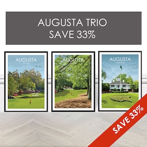 3 for 2 Golf Prints Augusta Trio Georgia USA Masters Golf Travel Print Gift for Dad Son Sport Golf Poster Golf Print Home Decor Tiger Woods