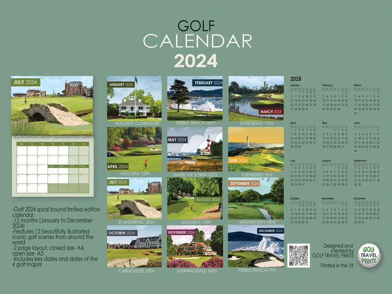 Golf Calendar 2024 Limited Edition Famous Golf Holes Christmas Etsy