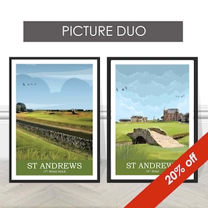 St Andrews Old Course 17th AND 18th Scotland British Open Golf Travel Print Gift for Golfer Poster Golf Wall Art Sport Games Golf Picture
