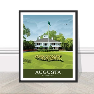 Augusta National Clubhouse USA Georgia Masters Golf Reise Druck Geschenk für Golfer Golf Poster Golf Bild Sport Geschenk für Papa Sohn Golf Drucke