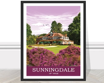 Sunningdale Course 18th Berkshire Golf Travel Print Gift for Dad Golf Poster Golf Picture Wall Art Sports Decor Present Birthday Golf Art