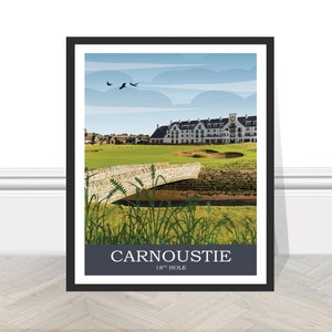Carnoustie Golf Course 18th Scotland Golf Print Travel Gift for Golfer Golf Poster Golf Art Golf Picture British Open Scottish Golf Club