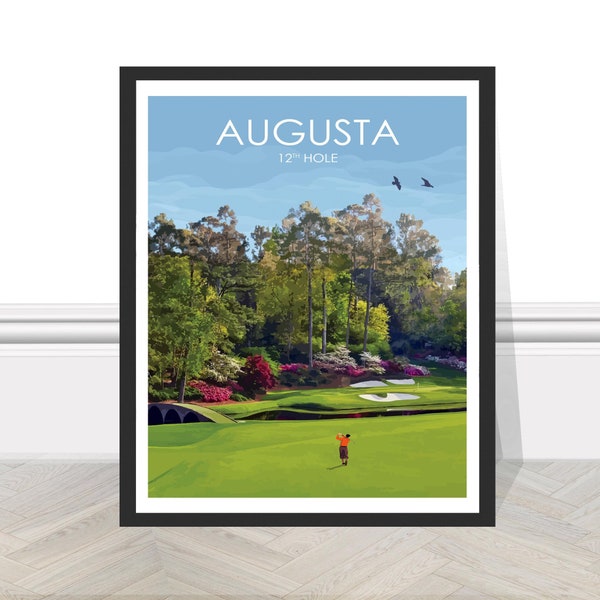 Augusta 12th hole Masters Golf Prints Art Gift Poster Wall Art Print Sports Print USA Ben Hogan Gift for Friend Dad Mum Son Birthday Travel