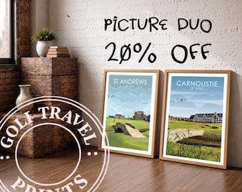 St Andrews Carnoustie Golf Course Prints, British Open Venue Art, Scotland Travel Poster