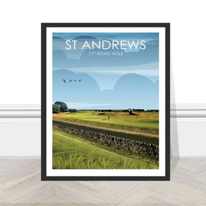 St Andrews 17th Road Hole Old Course Scozia British Open Travel Golf Stampa Poster Golf Arte murale Immagini Golf Sport Club Golf Stampe Golf