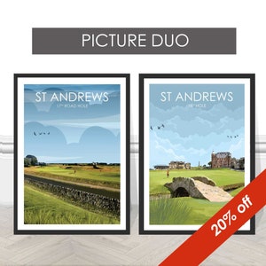 St Andrews Old Course 17th AND 18th Scotland British Open Golf Travel Print Gift for Golfer Poster Golf Wall Art Sport Games Golf Picture