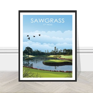Sawgrass 17th par 3 Florida USA TPC Golf Travel Print Gift for Golfer Mum Dad Son Friend Golf Poster Wall Art Sport Golf Picture Golf Print