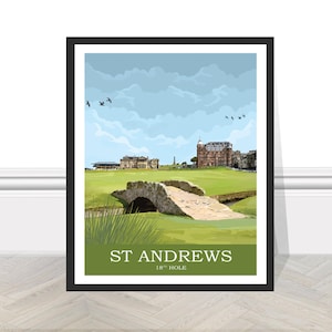 St Andrews Club 18th Old Course Scotland British Open Golf Print Travel Gift for Golfer Golf Poster Golf Wall Art Golf Picture Home Decor