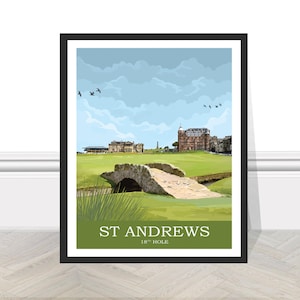 St Andrews Club 18 Old Platz Schottland British Open Golf Druck Reisegeschenk für Golfer Golf Poster Golf Wandkunst Golf Bild Wohnkultur