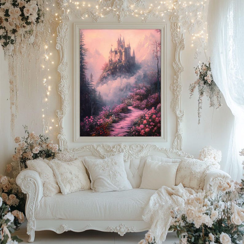 Princesscore Decor Fairytale Castle Art Print: Fantasycore Girls Room Decor (digital ...