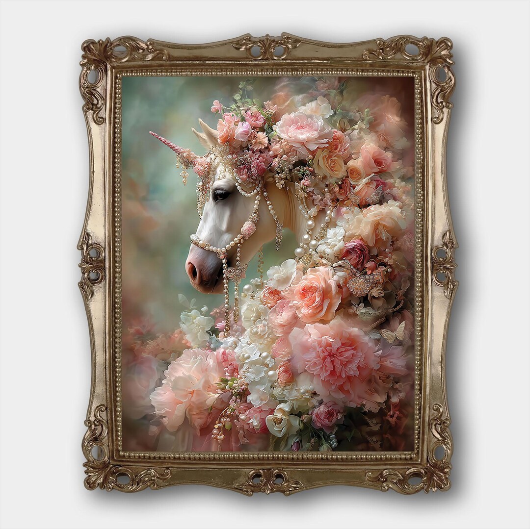 Floral Unicorn Print: Fairy Tale Castle Art (digital Download) - Etsy