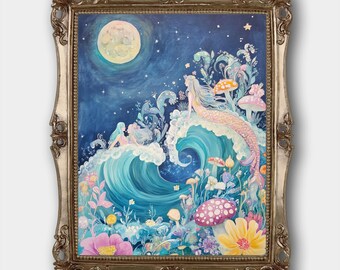 人魚のアートワーク、ファンタジー ウォール アート、リトル