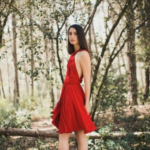 Short Red Dress, Sexy & Feminine, Dark Red Infinity Dress, Red Party Dress, Short Prom Dress, Short Occasion Dress, Short Convertible Dress. image 1